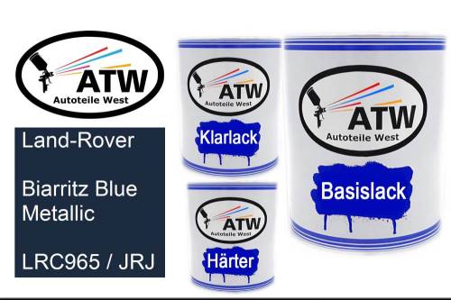 Land-Rover, Biarritz Blue Metallic, LRC965 / JRJ: 1L Lackdose + 1L Klarlack + 500ml Härter - Set, von ATW Autoteile West.